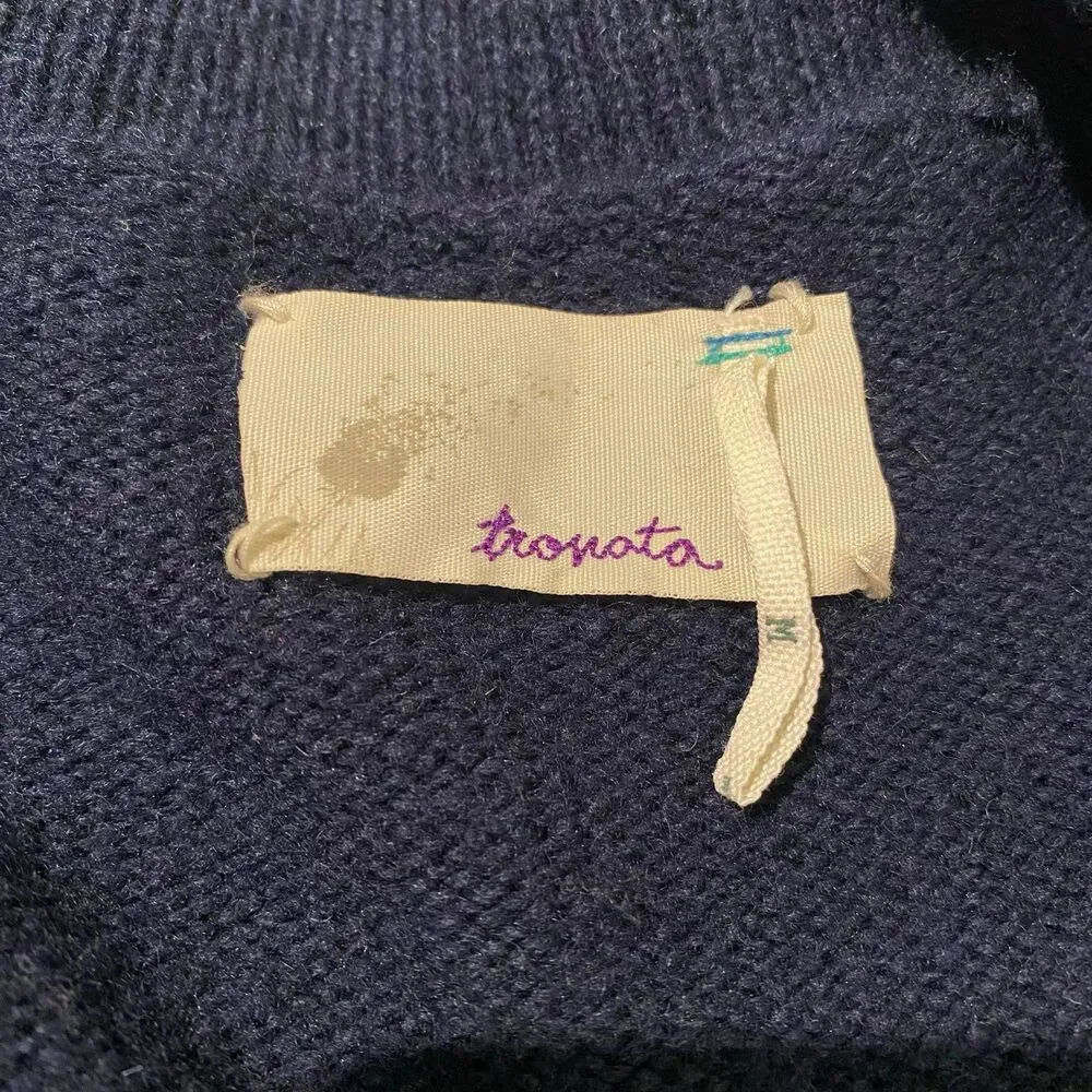 Trovata Wool Blend Navy Blue V-Neck Cardigan Sweater Women's Size Medium